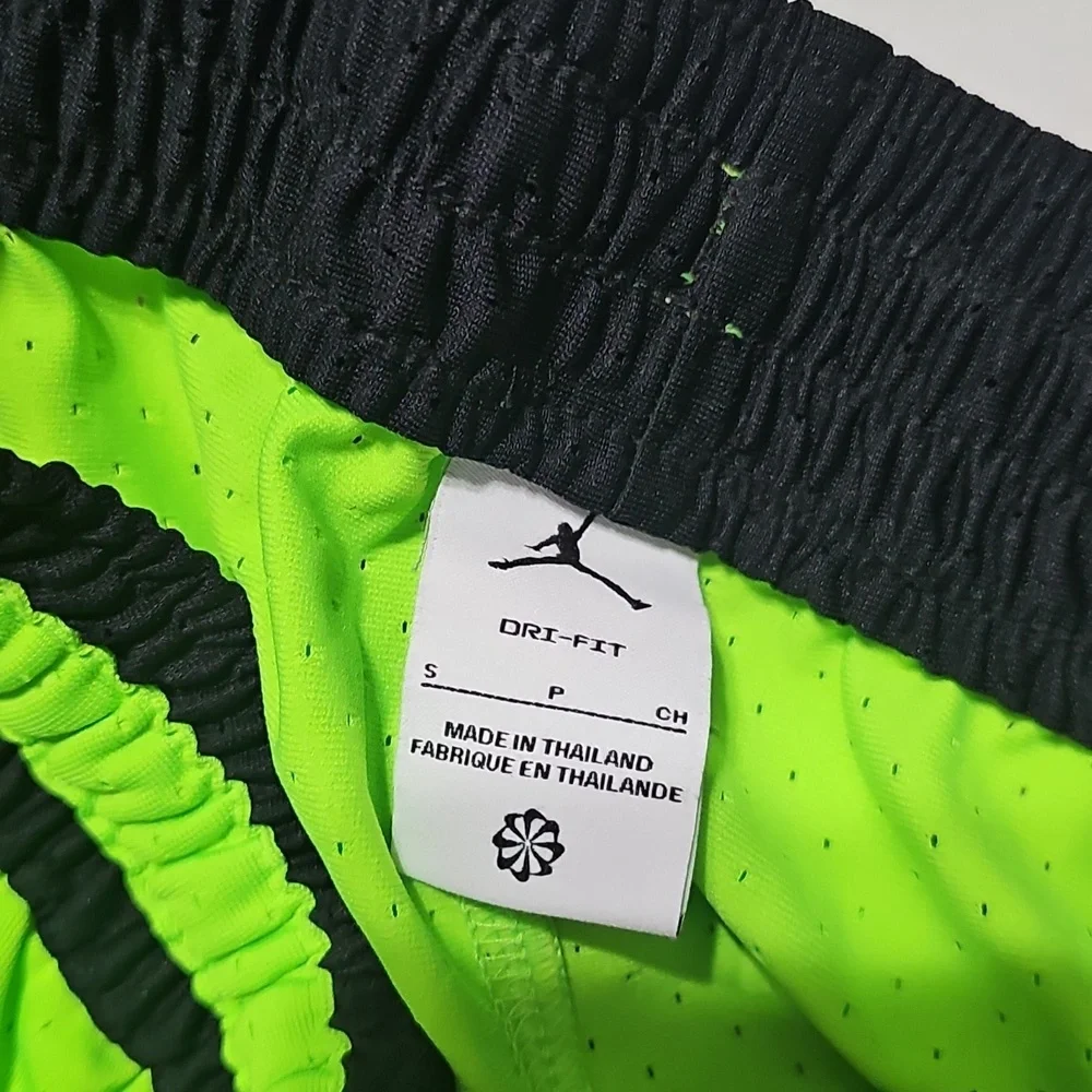 Jordan Neon Green Athletic Shorts with Black Trim Small